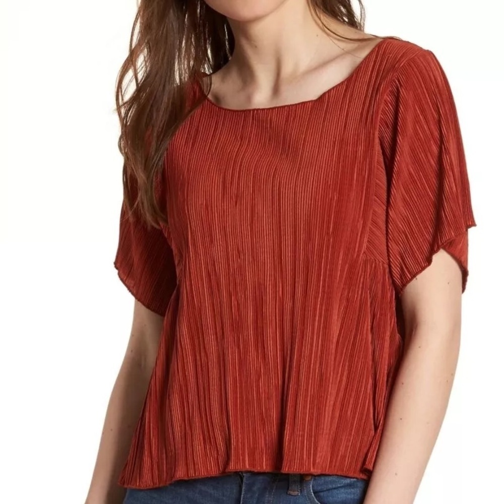 Madewell Texture & Thread Micropleat Top in Burnt Orange